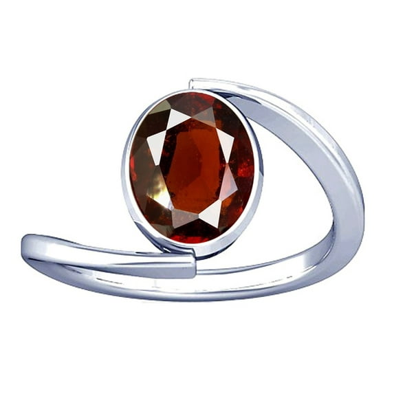 Divya Shakti 12.25-12.50 Carat Hessonite Gomed Gemstone Silver Ring for Women