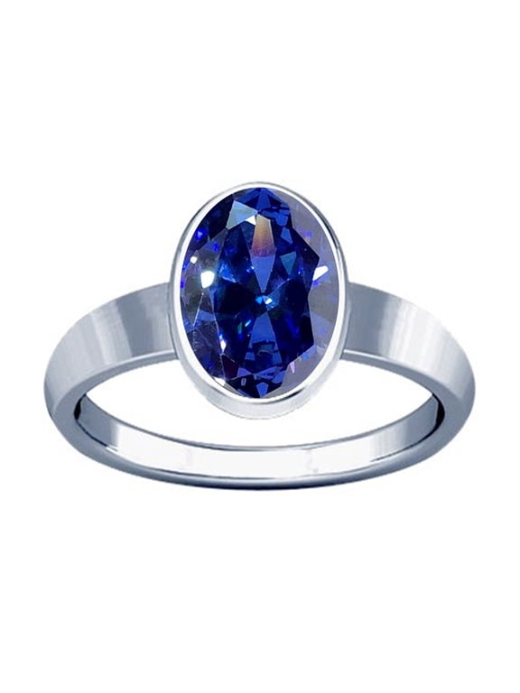 12.25-12.50 Carat Tanzanite Stone Silver Plain Design Ring(11.25)