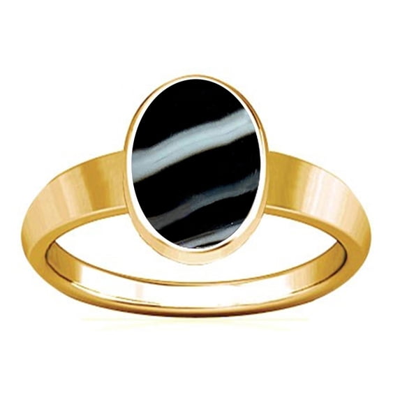 Divya Shakti 3.25-3.50 Carat Black Chalcedony (Sulemani Kala Akik Panchadhatu Plain Design Ring)(4.5)