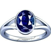 Divya Shakti 3.25-3.50 Carat Blue Sapphire/ Neelam/ Nilam Gemstone Silver Adjustable Ring for Mens & Womens