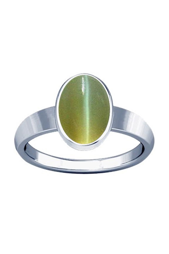 3.25-3.50 Carat CAT EYE LEHSUNIYA SILVER Plain Design Ring(10.25)