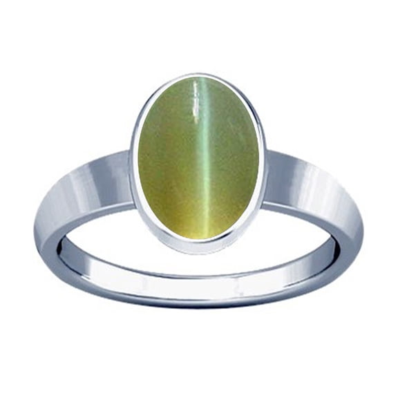 Divya Shakti 3.25-3.50 Carat CAT EYE LEHSUNIYA SILVER Plain Design Ring(6.5)