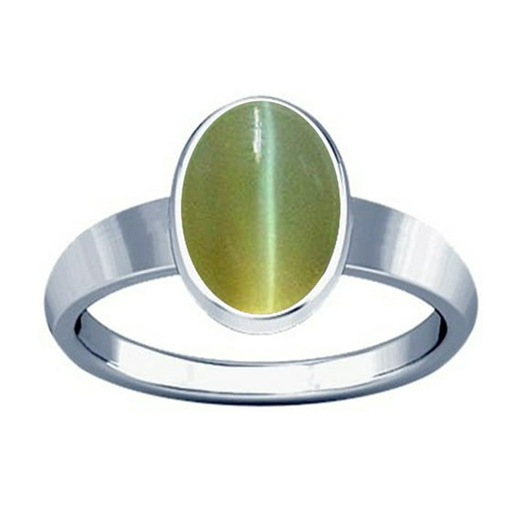 Divya Shakti 3.25-3.50 Carat CAT EYE LEHSUNIYA SILVER Plain Design Ring(8.5)
