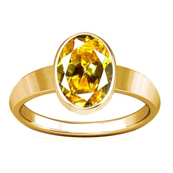 Divya Shakti 3.25-3.50 Carat Citrine Golden Topaz Panchadhatu Plain Design Ring ( Sunhela Stone Plain Design Ring )(9.5)