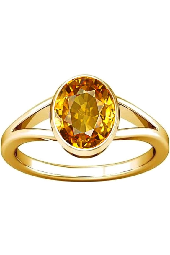 3.25-3.50 Carat Citrine Sunhela Golden topaz Gemstone Panchdhatu Ring For Men & Women