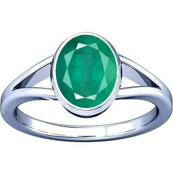Divya Shakti 3.25-3.50 Carat Emerald Panna Gemstone Silver Ring For Men & Women