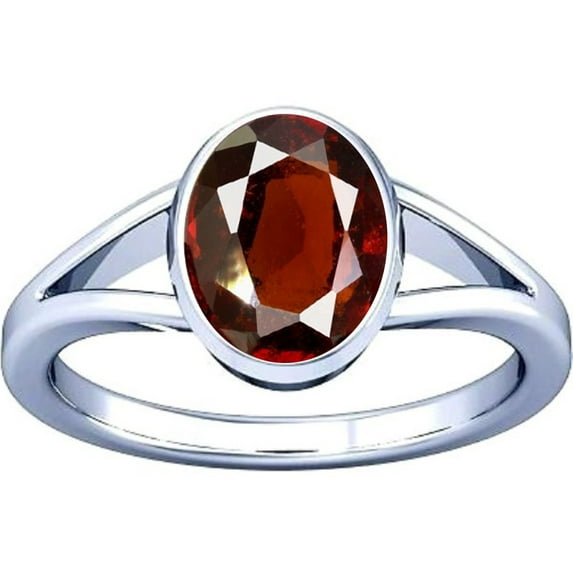 Divya Shakti 3.25-3.50 Carat Hessonite Gomed Gemstone Silver Ring For Men & Women