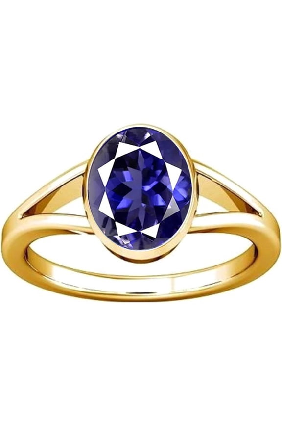 3.25-3.50 Carat Iolite Neeli Gemstone Panchdhatu Ring For Men & Women