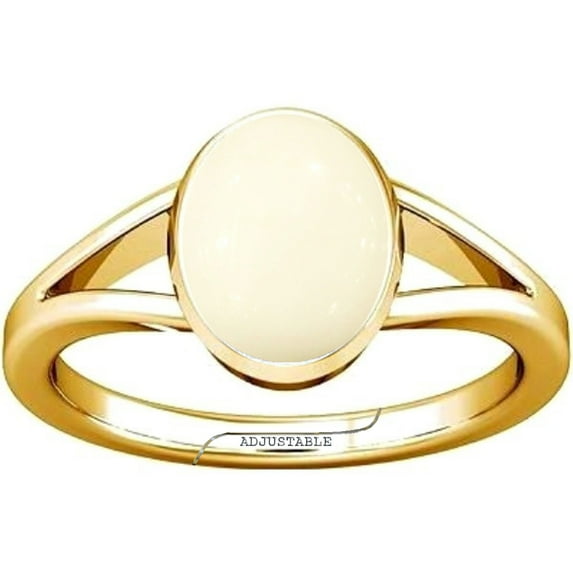 Divya Shakti 3.25-3.50 Carat Oval White Coral Moonga Munga Gemstone Panchdhatu Adjustable Ring for Mens & Womens