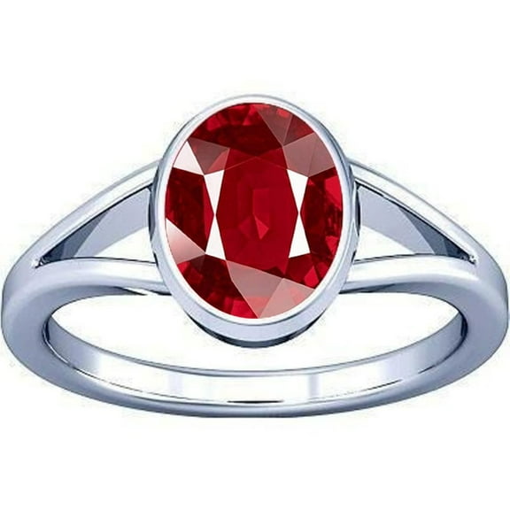 Divya Shakti 3.25-3.50 Carat Ruby Manik Manikya Gemstone Silver Ring For Men & Women