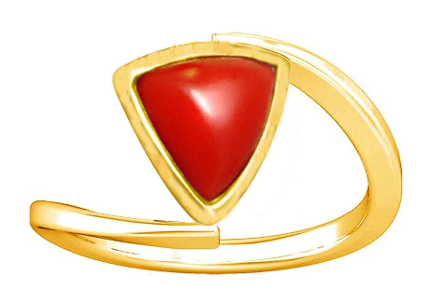 Divya Shakti 9.25 9.50 Carat Triangle Red Coral Moonga Munga Gemstone Panchdhatu Ring for Women