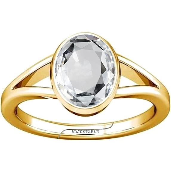 Divya Shakti 3.25-3.50 Carat White Sapphire Safed Pukhraj Gemstone Panchdhatu Adjustable Ring for Mens & Womens