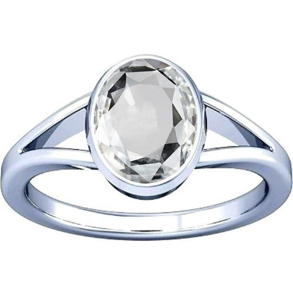 Divya Shakti 3.25-3.50 Carat White Sapphire Safed Pukhraj Gemstone Silver Ring for Mens & Womens (10)