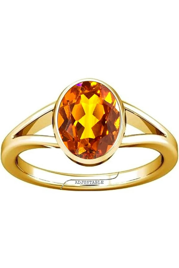 3.25-3.50 Carats Citrine/ Sunhela/ Golden topaz Gemstone Panchdhatu Adjustable Ring for Mens & Womens