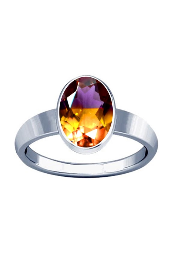 4.25-4.50 Carat Ametrine Gemstone Silver Plain Design Ring(3.75)