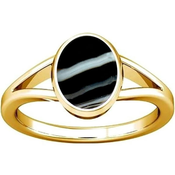 Divya Shakti 4.25-4.50 Carat Black Chalcedony Sulemani Hakik Gemstone Panchdhatu Ring For Men & Women