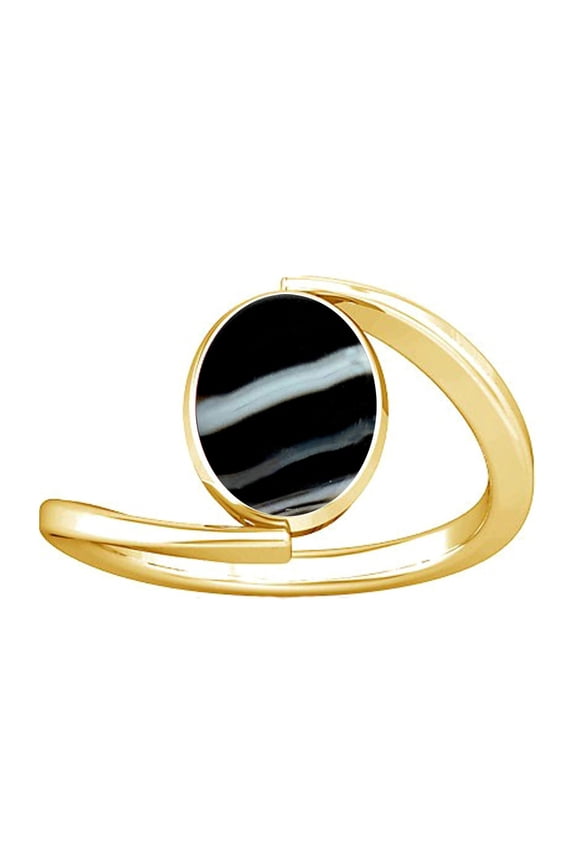 4.25-4.50 Carat Black Chalcedony Sulemani Hakik Gemstone Panchdhatu Ring for Women
