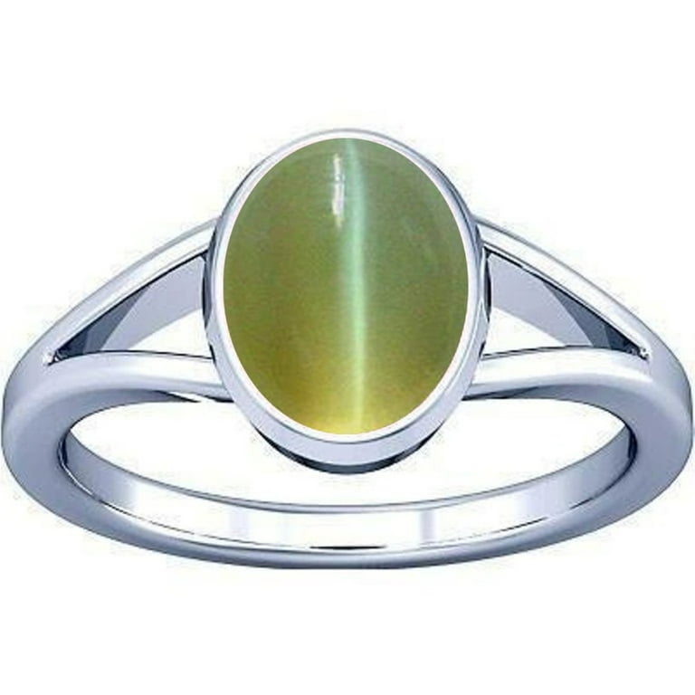 Divya Shakti 4.25 4.50 Carat Cat s eye Lehsuniya Gemstone Silver Ring For Men Women Walmart