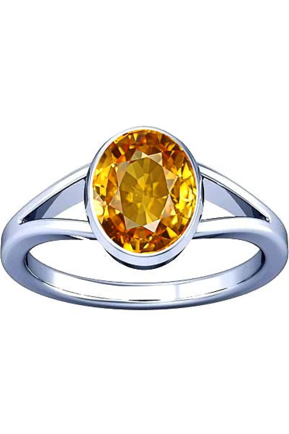 4.25-4.50 Carat Citrine Sunhela Golden topaz Gemstone Silver Ring For Men & Women