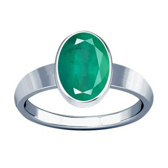 Divya Shakti 4.25-4.50 Carat Emerald (Panna Stone Silver Plain Design Ring)(5)