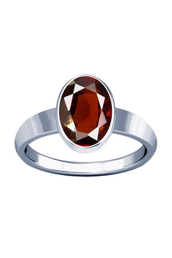 4.25-4.50 Carat Hessonite ( GOMED STONE Plain Design Ring )( Made in Silver )(5.75)