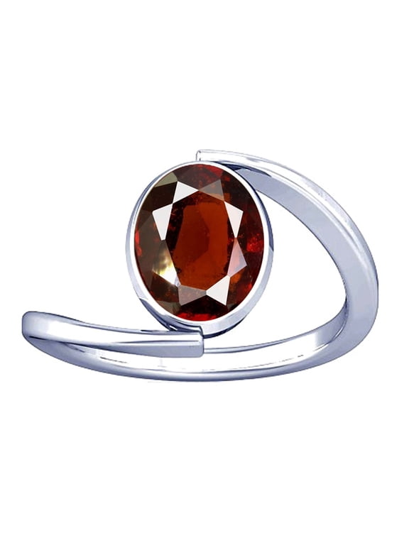 4.25-4.50 Carat Hessonite Gomed Gemstone Silver Ring for Women