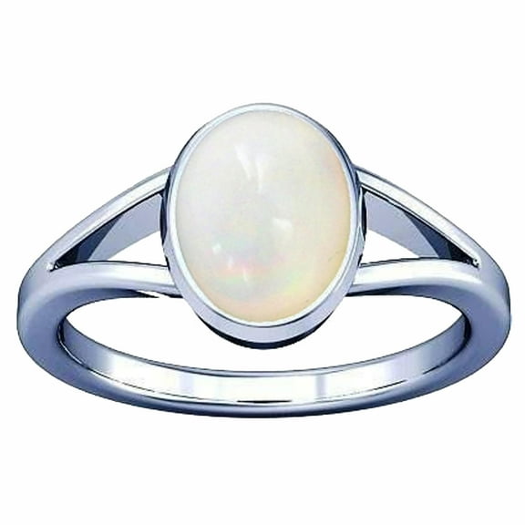 Divya Shakti 4.25-4.50 Carat Opal White Opal Gemstone Silver Ring For Men & Women