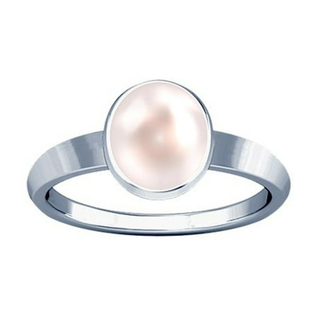 Divya Shakti 4.25-4.50 Carat Pearl Silver Plain Design Ring (Moti Mukta Silver Plain Design Ring)(3)
