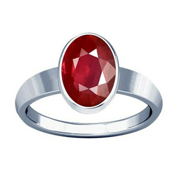 Divya Shakti 4.25-4.50 Carat Ruby Plain Design Ring (Maanik Manikya Stone Silver Plain Design Ring)(10.75)