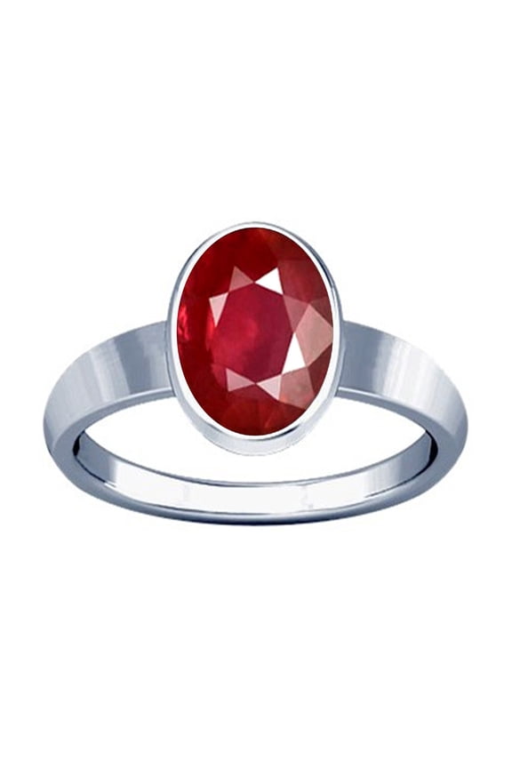 4.25-4.50 Carat Ruby Plain Design Ring (Maanik/Manikya Stone Silver Plain Design Ring)(4)