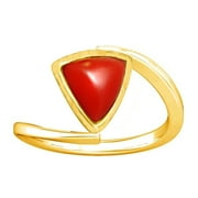 Divya Shakti 4.25-4.50 Carat Triangle Red Coral Moonga Munga Gemstone Panchdhatu Ring for Women