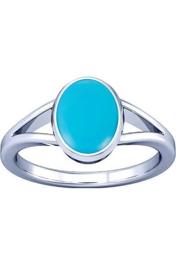 4.25-4.50 Carat Turquoise Feroza Gemstone Silver Ring For Men & Women