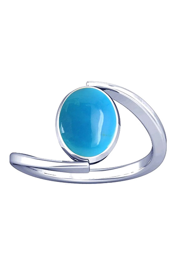 4.25-4.50 Carat Turquoise Feroza Gemstone Silver Ring for Women