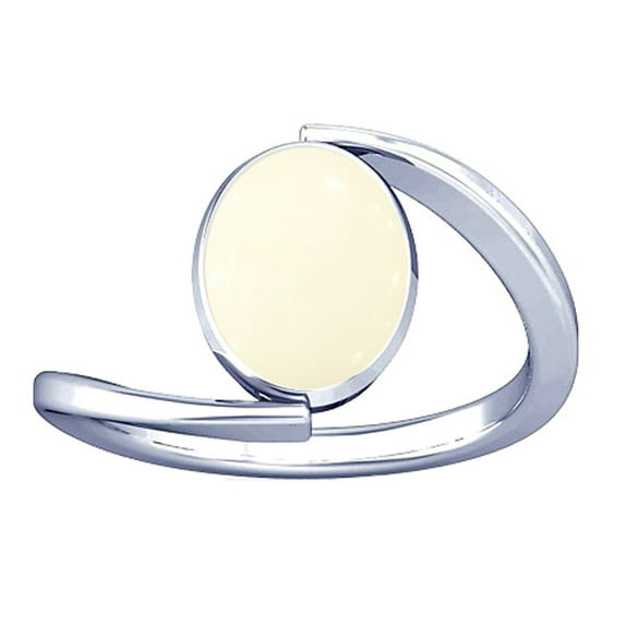 Divya Shakti 4.25-4.50 Carat White Coral Moonga Munga Gemstone Silver Ring for Women