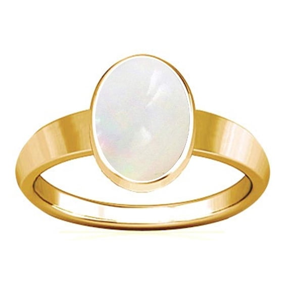 Divya Shakti 4.25-4.50 Carat White Opal Panchadhatu Plain Design Ring(9.5)