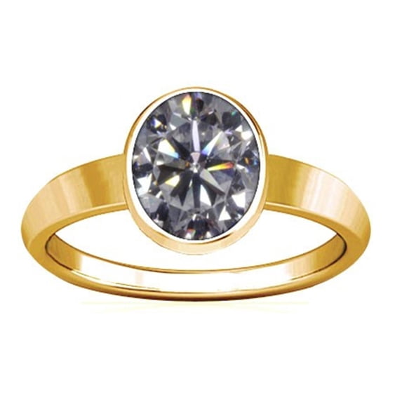 Divya Shakti 5.25-5.50 Carat American Diamond Panchdhathu Plain Design Ring (Zircon Jerkan Round Gemstone Panchdhathu Plain Design Ring) (4.25)
