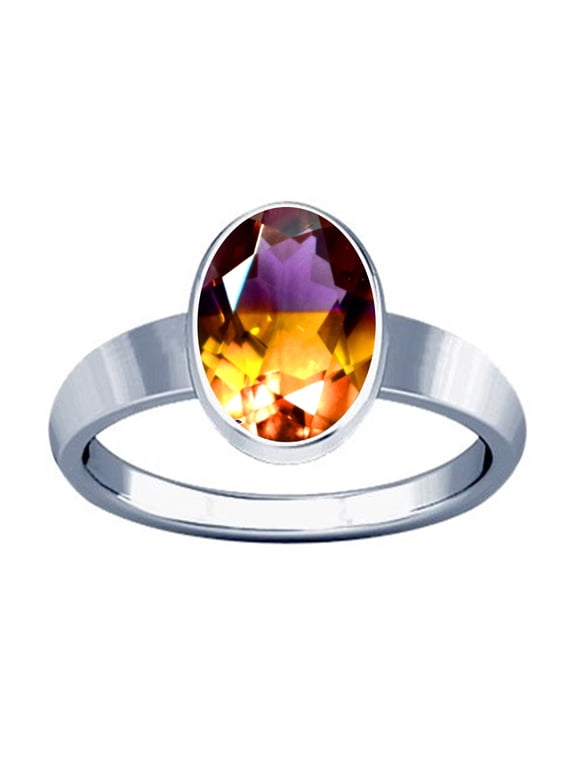 5.25-5.50 Carat Ametrine Gemstone Silver Plain Design Ring(12.25)