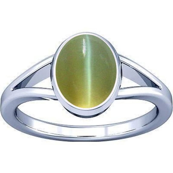 Divya Shakti 5.25-5.50 Carat Cat's eye Lehsuniya Gemstone Silver Ring For Men & Women