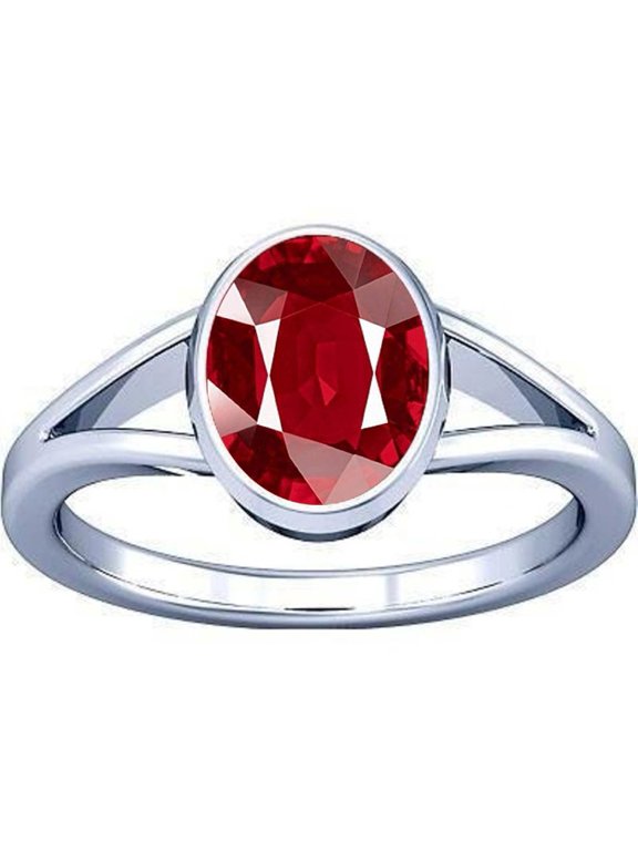 5.25-5.50 Carat Ruby Manik Manikya Gemstone Silver Ring For Men & Women