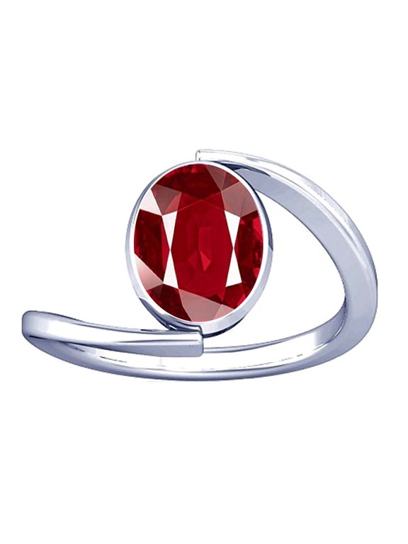 5.25-5.50 Carat Ruby Manik Manikya Gemstone Silver Ring for Women