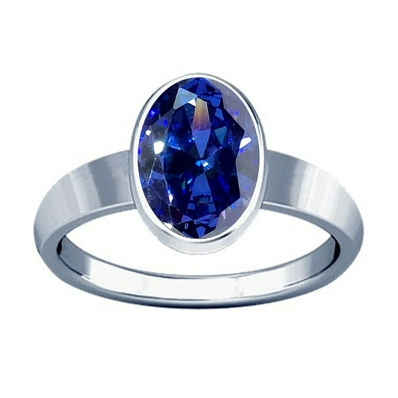 Divya Shakti 5.25-5.50 Carat Tanzanite Stone Silver Plain Design Ring(9.5)