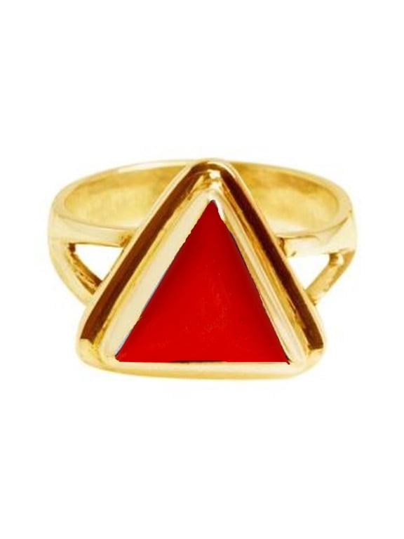 5.25-5.50 Carat Triangle Red Coral Red Moonga Gemstone Panchdhatu Ring For Men & Women