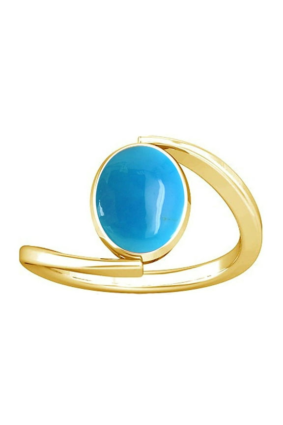 5.25-5.50 Carat Turquoise Feroza Gemstone Panchdhatu Ring for Women