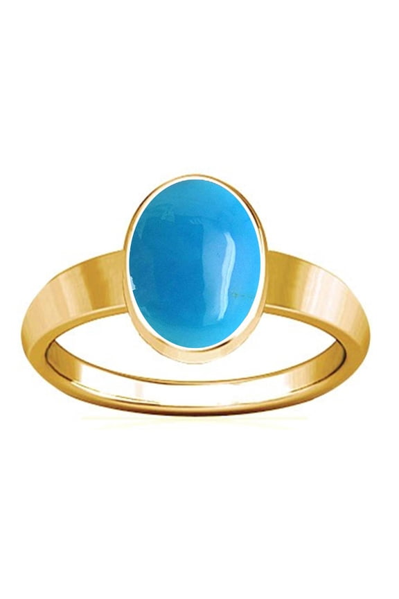 5.25-5.50 Carat Turquoise Panchadhatu Plain Design Ring (FIROZA FEROZA Stone Plain Design Ring)(7.25)