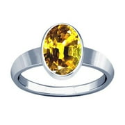 Divya Shakti 5.25-5.50 Carat Yellow Sapphire Plain Design Ring (Pukhraj Stone Silver Plain Design Ring)(3)