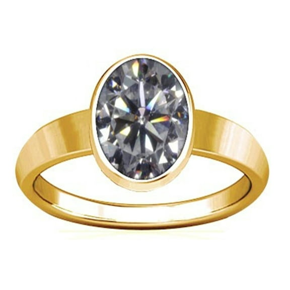 Divya Shakti 6.25-6.50 Carat American Diamond Panchdhathu Plain Design Ring (Zircon/Jerkan Oval gemstone Panchdhathu Plain Design Ring) (3.25)