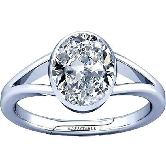 Divya Shakti 6.25-6.50 Carat American Diamond Round/ Zircon Gemstone Silver Adjustable Ring for Mens & Womens