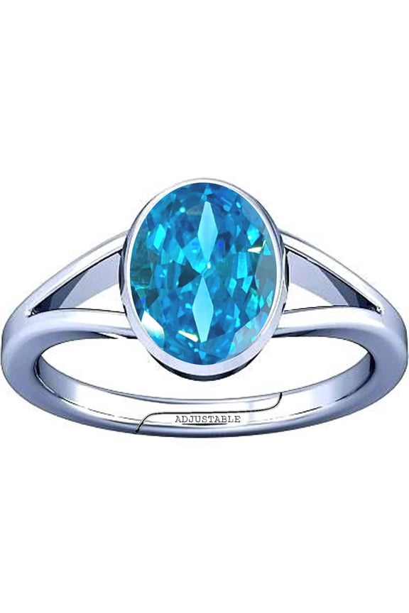 6.25-6.50 Carat Aquamarine Beruj Gemstone Silver Adjustable ring for Mens & Womens