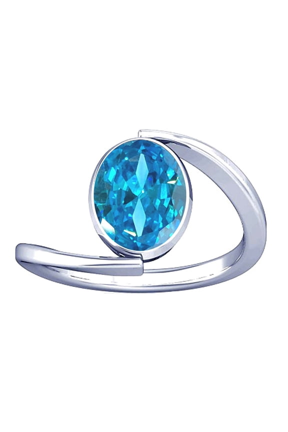 6.25-6.50 Carat Aquamarine Beruj Gemstone Silver Ring for Women