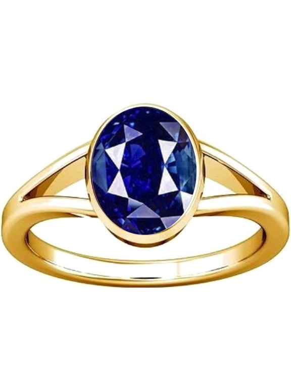 6.25-6.50 Carat Blue Sapphire Neelam Nilam Gemstone Panchdhatu Ring For Men & Women